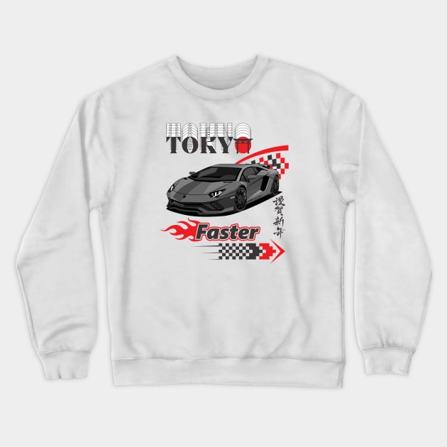 Tokyo Car Drift Crewneck Sweatshirt by HaMa-Cr0w